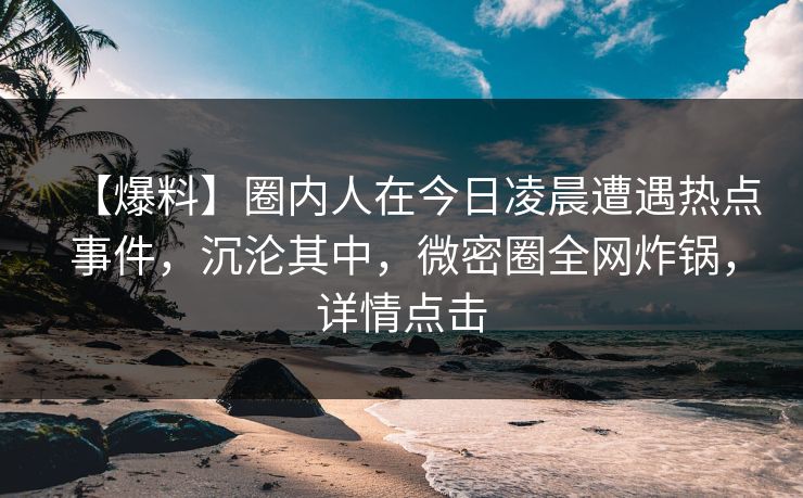 【爆料】圈内人在今日凌晨遭遇热点事件，沉沦其中，微密圈全网炸锅，详情点击