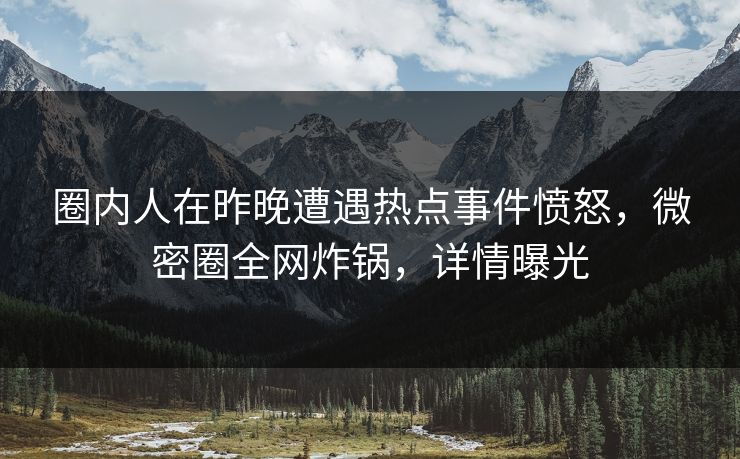 圈内人在昨晚遭遇热点事件愤怒，微密圈全网炸锅，详情曝光