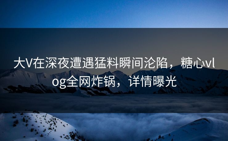 大V在深夜遭遇猛料瞬间沦陷，糖心vlog全网炸锅，详情曝光