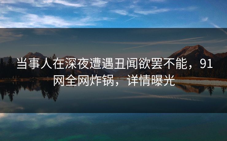 当事人在深夜遭遇丑闻欲罢不能，91网全网炸锅，详情曝光