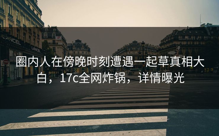 圈内人在傍晚时刻遭遇一起草真相大白，17c全网炸锅，详情曝光