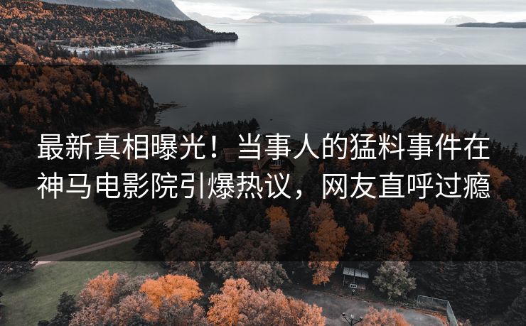 最新真相曝光！当事人的猛料事件在神马电影院引爆热议，网友直呼过瘾