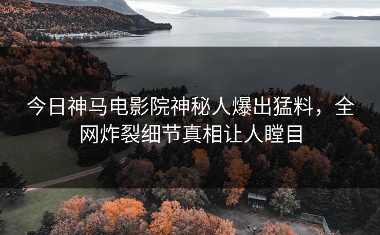 今日神马电影院神秘人爆出猛料，全网炸裂细节真相让人瞠目