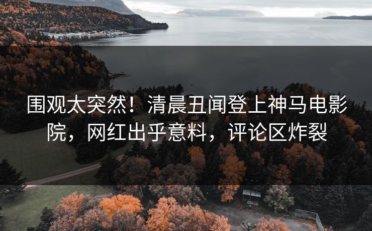 围观太突然！清晨丑闻登上神马电影院，网红出乎意料，评论区炸裂