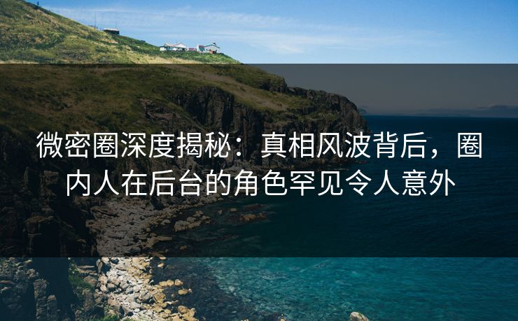 微密圈深度揭秘：真相风波背后，圈内人在后台的角色罕见令人意外