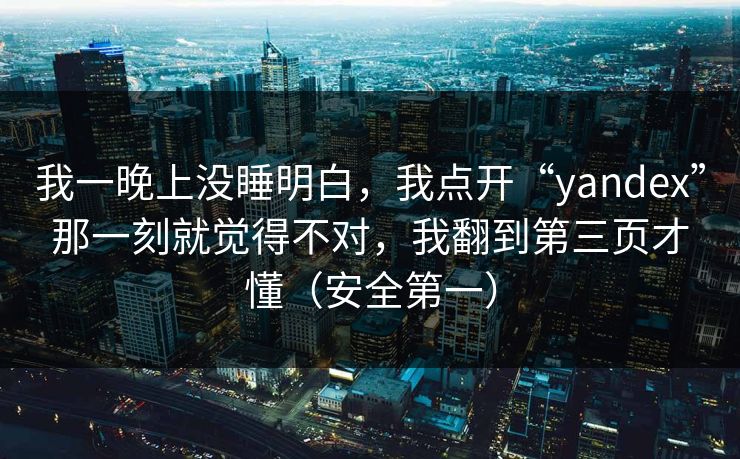 我一晚上没睡明白，我点开“yandex”那一刻就觉得不对，我翻到第三页才懂（安全第一）